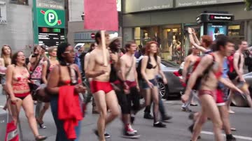 Hot tits and pussy on a pride parade