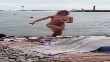 naked woman on the public beach