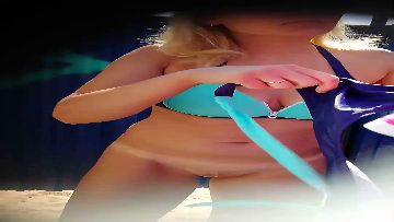 Spying girls in the beach cabin 53