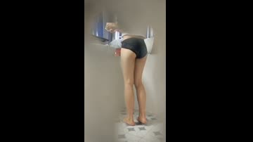 Spying on girl with model qualities all naked in bathroom